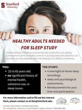 Healthy Adults Needed tor Substance Use and Sleep Study! 1
