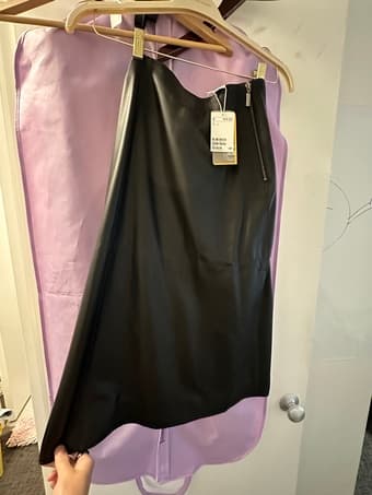 Genuine Leather Midi Skirt with Tag, US size 2 1
