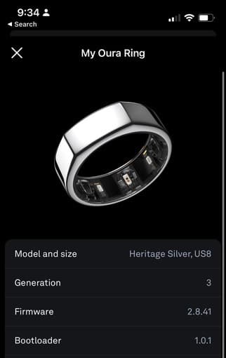 Oura Smart Ring (Heritage Silver) - Size 8 4