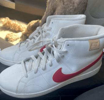 NIKE high tops (red + white ) mens 9.5 - stanford themed (NEW) 1