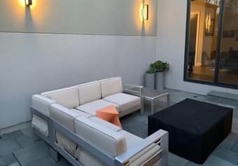 Master bedroom and private bath in furnished luxury house in Palo Alto 3