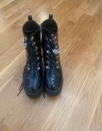 black platform boots, size 8 3
