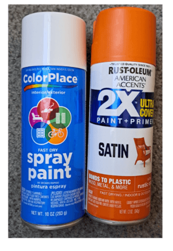 unused spray paint, white and orange 1