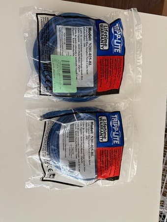 Two Ethernet cables TrippLite 25ft 1