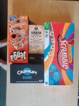 Board Games - Jenga, Scrabble, Cranium Dark, and Urban Myth 1