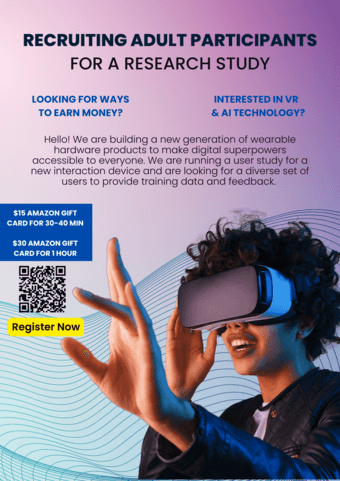 $30 for VR data collection 1hr 1