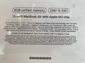 UNOPENED 13" Macbook Air M2 8GB 256GBSSD 2022 4