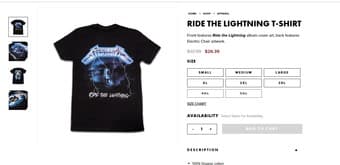 Metallica Ride the Lightning Shirt 1