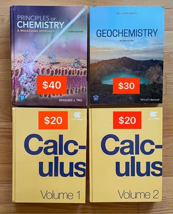 CHEM 31A, EARTHSYS 2 & MATH 19-21 textbooks for sale 1