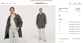 Brand new MANGO Wool funnel neck coat XS (original price 82.99 + tax) 1