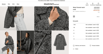 Brand new MANGO Wool funnel neck coat XS (original price 82.99 + tax) 2