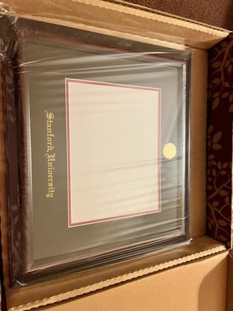 Fancy wooden frame with Stanford logo 2