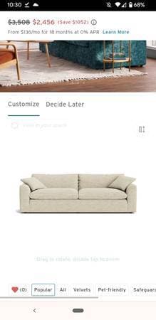 Joybird Bryant Sofa Crave Irish Cream Chenille 1