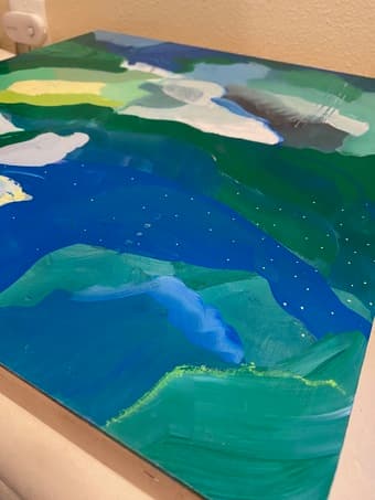 Hand-painted wood art 16" x 16" 4