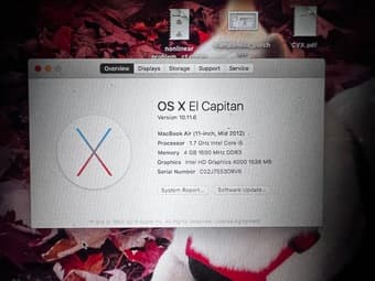 mid 2012 Mac book air , core i5, 11.6 inch 2