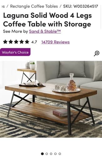 Solid pine wood coffee table 4