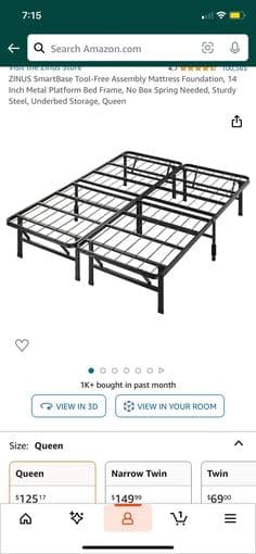 Zinus bed frame for sale (queen) 1