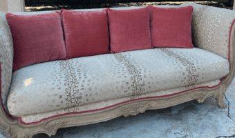 Exquisite French sofa with beautiful carved antique frame. FREE 1