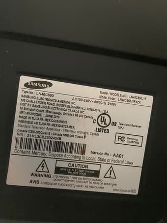 Urgent- Moving TV Samsung LN46C550 46’ 2