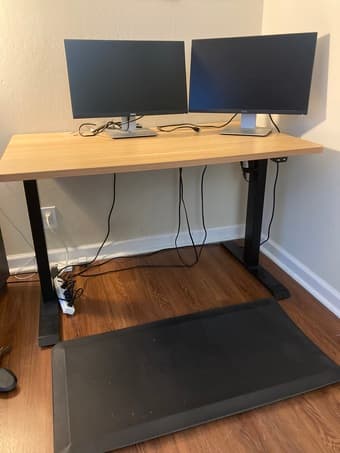 Full desk setup (height adjustable desk, 2 monitors, chair, stand) 1