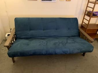 Full Size Futon Frame with Innerspring Navy Mattress Sofa Bed 1