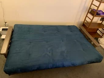 Full Size Futon Frame with Innerspring Navy Mattress Sofa Bed 2