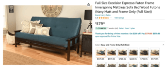 Full Size Futon Frame with Innerspring Navy Mattress Sofa Bed 4