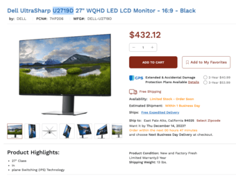 Dell Ultrasharp 27'' U2719D 1