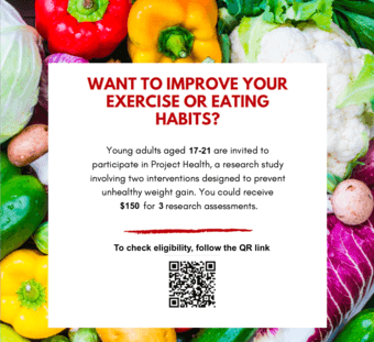 Young adults aged 17-21 wanted for research study- eating and exercise 3