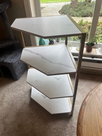 Marble white corner shelf with gold trim 2