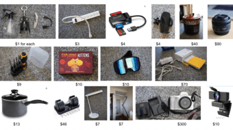 Moving sale: camera / photo printer / kitchen supply / dumbbell / lamp 1