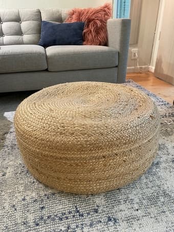 CB2 Large Braided Jute Pouf 1