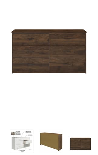 Classic 6 Drawer Dresser, Walnut 1