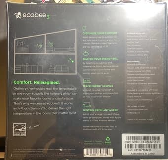 Ecobee3 - Smart Thermostat with Room Sensors - Black - NOB EB-STATe3VP 1