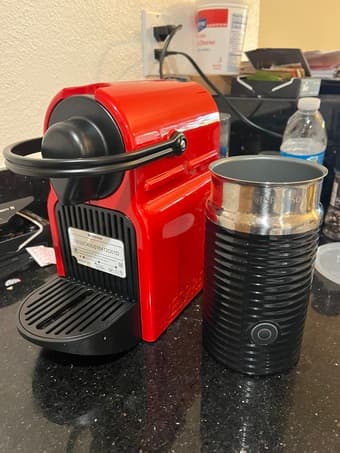 Nespresso original capsules coffee machine and milk frother 1