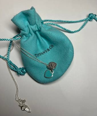 Tiffany & Co. Return to Double Heart Blue Enamel Necklace 16" OBO 1