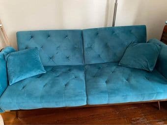 Teal Velvet Futon 1