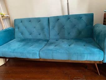Teal Velvet Futon 3