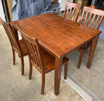 All Wood Table + 4 Chairs 1