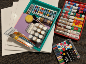 Selling personal arts/crafts supplies (canvases, paints, brushes) 1