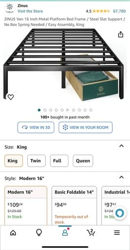 King size bed frame-good condition. 1