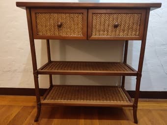 Rattan Table or Console with 2 drawers in good condition 1
