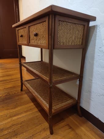 Rattan Table or Console with 2 drawers in good condition 2