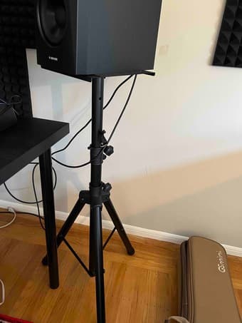 2 ADAM Audio T5V 5 inch Powered Studio Monitors + Stands 4