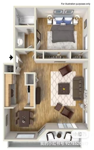Stanford Oak Creek Apartments - one living room in 1b1b 1
