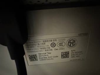 Dell 27'' Monitor IPS Display U2722D WQHD 2560x1440 3