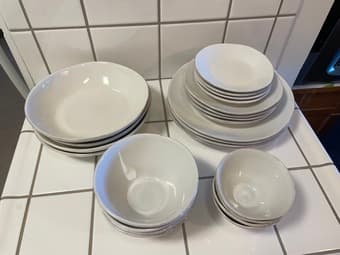 Crate & Barrel Marin white dishware set 1