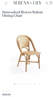 Serena & Lily Riviera Rattan Chair $328 New 1