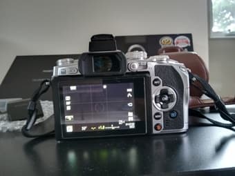 Mint Olympus E-M1 siliver with leather case 3