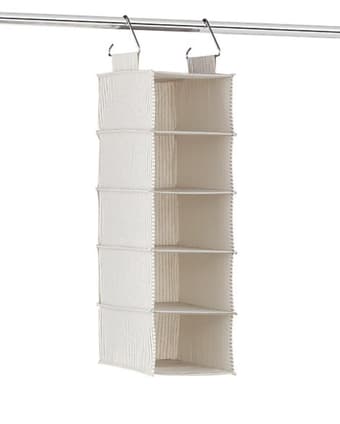 Tan Hanging Closet Organizer (5-Compartments) 1